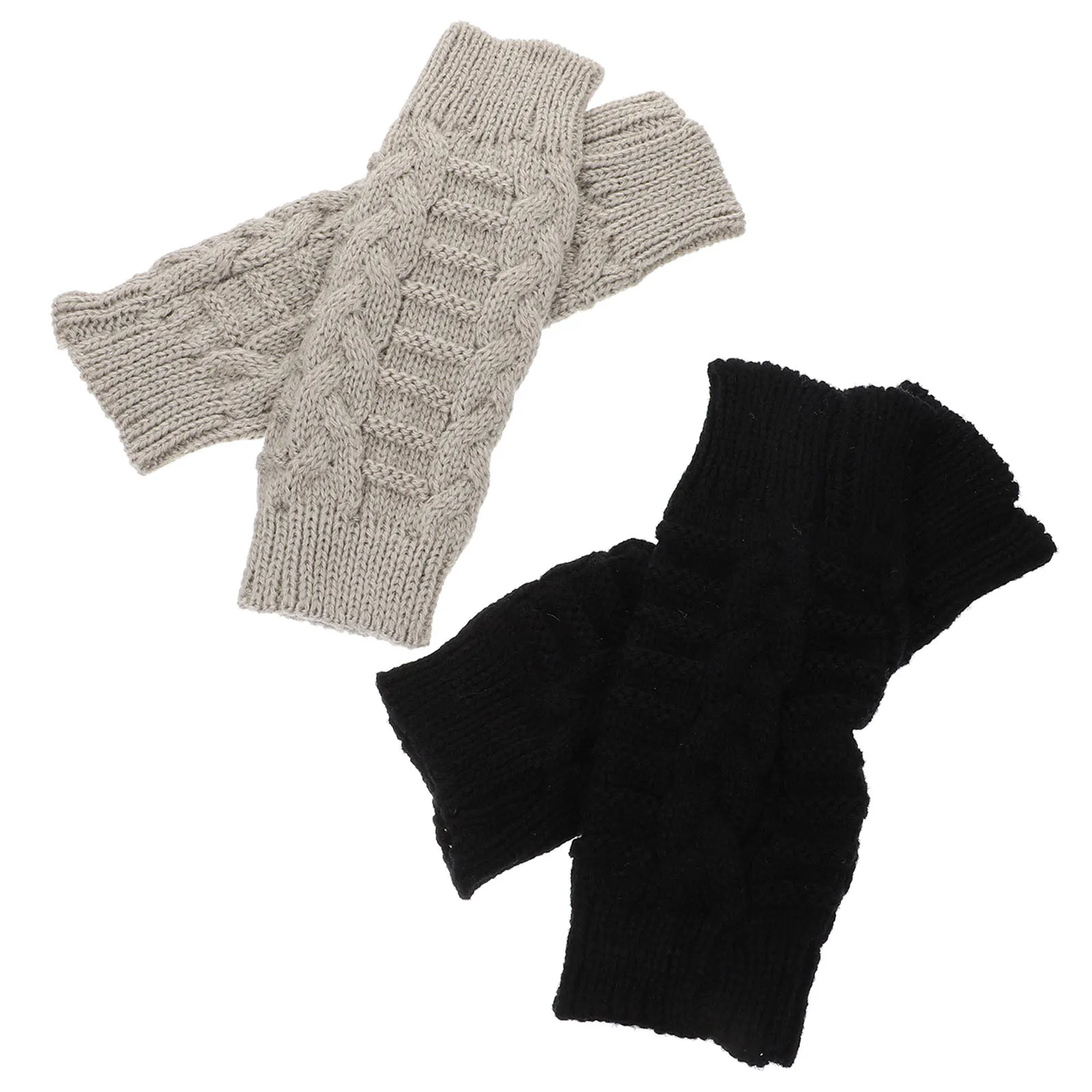 2Pairs Chic Winter Knitted Gloves Easy to Wear Take Off Proper Size Female Friends Clothing Wardrobe Gift Thermal Mitts