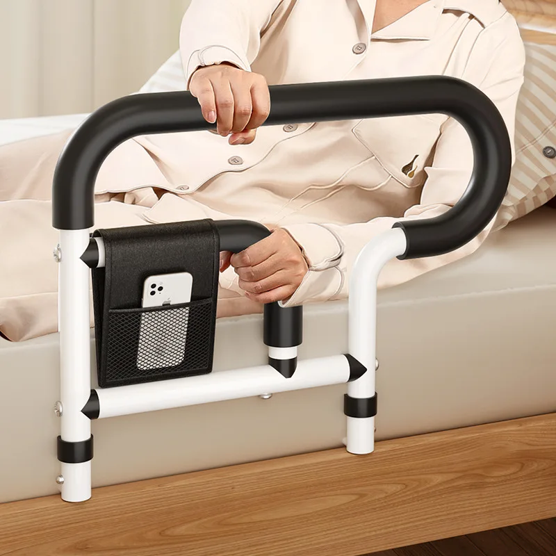 Bedside Handrail for Elderly with Storage Pocket,Anti-Slip Assist Armrest for Wake Up,Bedside Handrai with Anti-Slip Handle