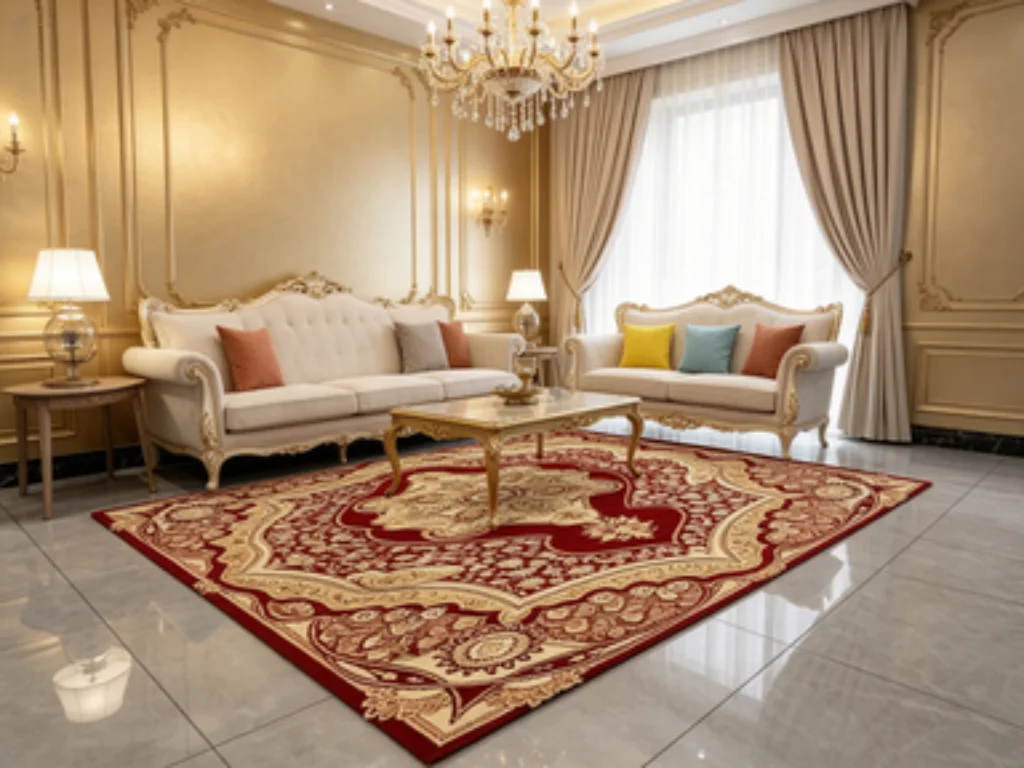 European Classical Medallion Carpet, Large Living Room Sofa Area Floor Mat, Bohemian Vintage Printed Sofa Table Mat.
