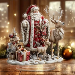 Santa Claus Christmas Xmas Tree Desktop Ornament DIY Decoration Wooden Merry Christmas Signs Plaque 2025 New Years Party Gifts