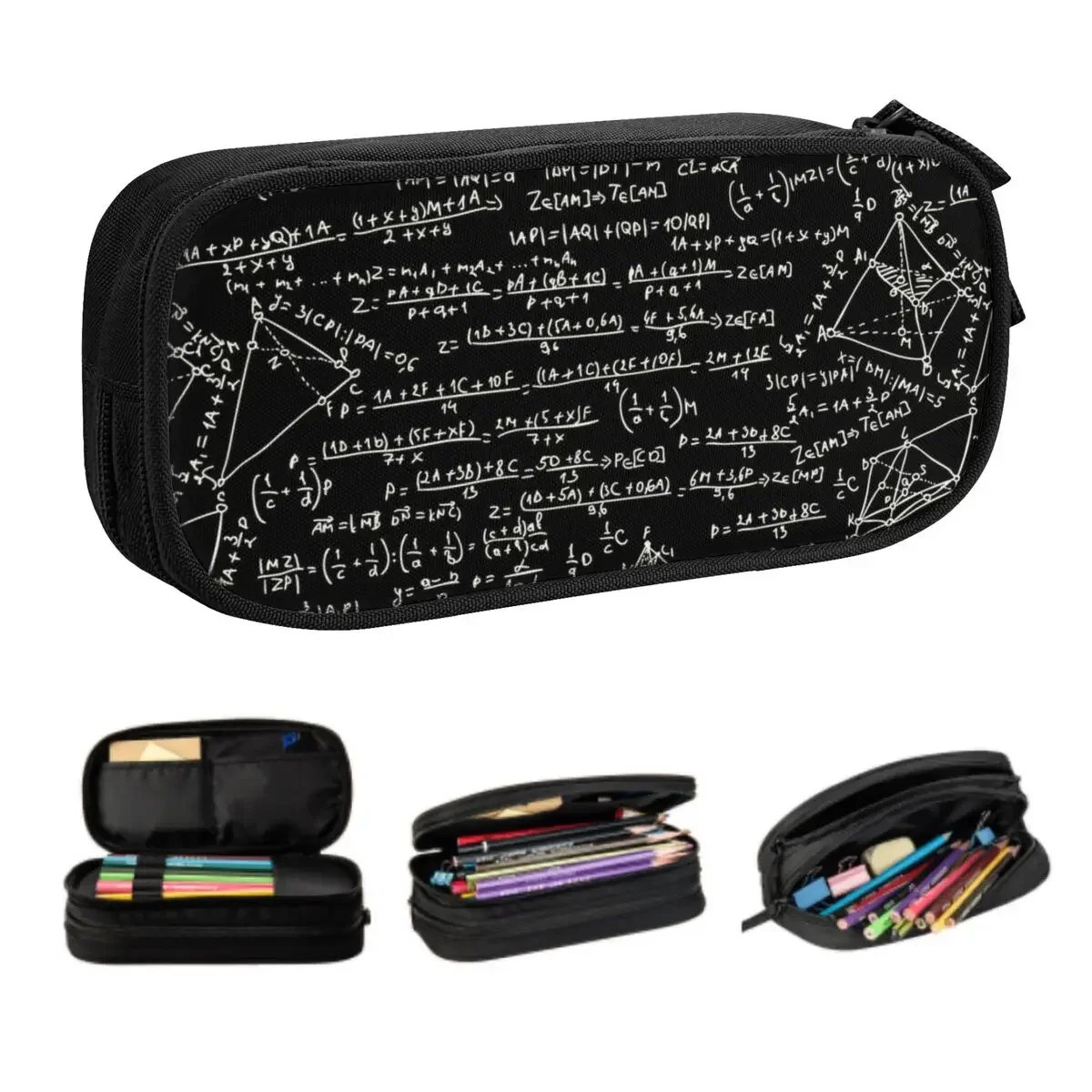 Korean Physics Math Equations Pencil Case for Girls Boys Custom Geek Mathematics Teacher Large Capacity Pen Bag Box Stationery