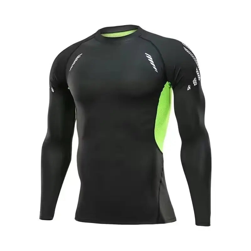 

Tight fitting men's long sleeved quick drying clothes, breathable and elastic, sports base, basketball, track and field training