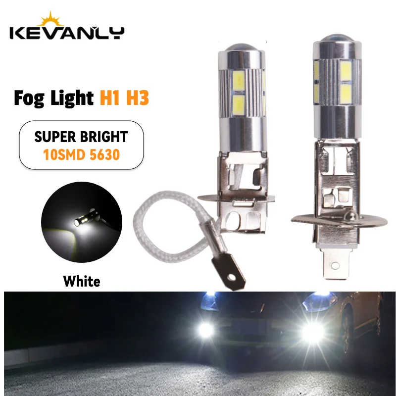 

2PCS/Lot Car Fog Light H3 LED High Power H1 LED Fog Running Light Bulb Headlight DRL 10SMD 5630 Super Bright LED Auto Lamp 12V