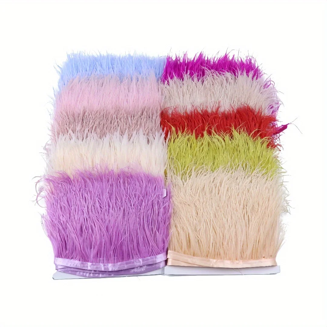 1/2/5/10 metri Piuma di struzzo nera Trim 8-10 cm Morbida soffice piuma Frangia per abbigliamento Abito da sposa Decorazione del costume