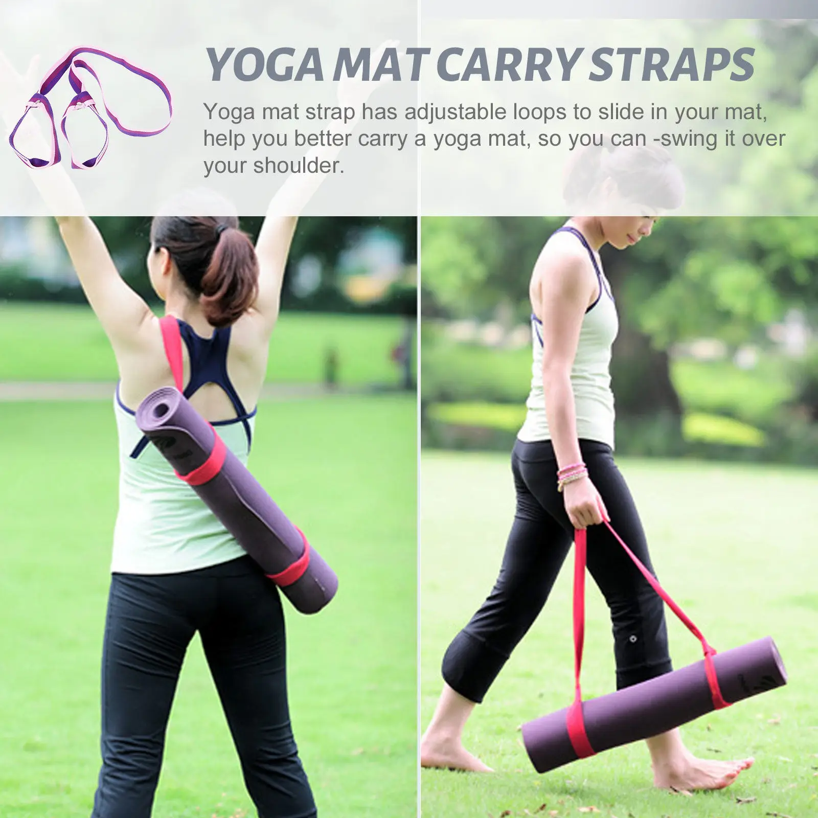 High-End Cotton Yoga Mat Strap Adjustable Loops Free Hands Carry Outdoor Fitness Therapy Stretching Band Multi-Functional Sports