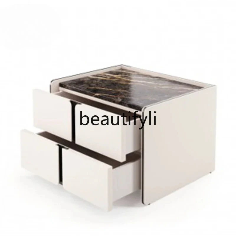

HItalian minimalist bedside table, simple and modern, bedroom marble bedside table