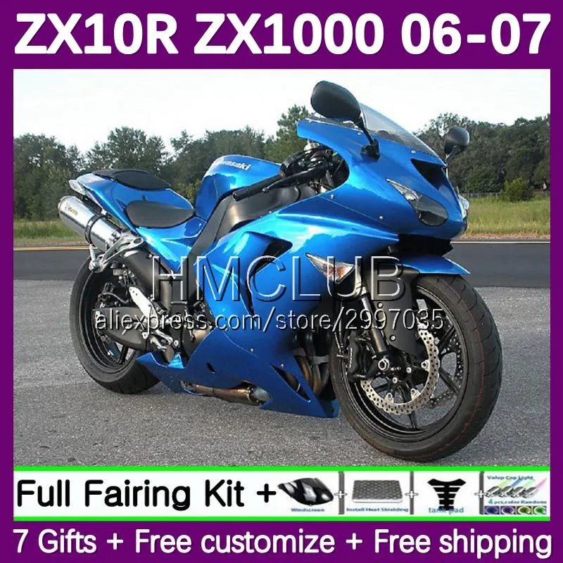 Fairing Kit For KAWASAKI NINJA ZX-10R ZX 1000 CC ZX10 10 R 10R 111No.80 1000CC ZX10R 06 07 ZX1000 2006 2007 Bodys blue glossy