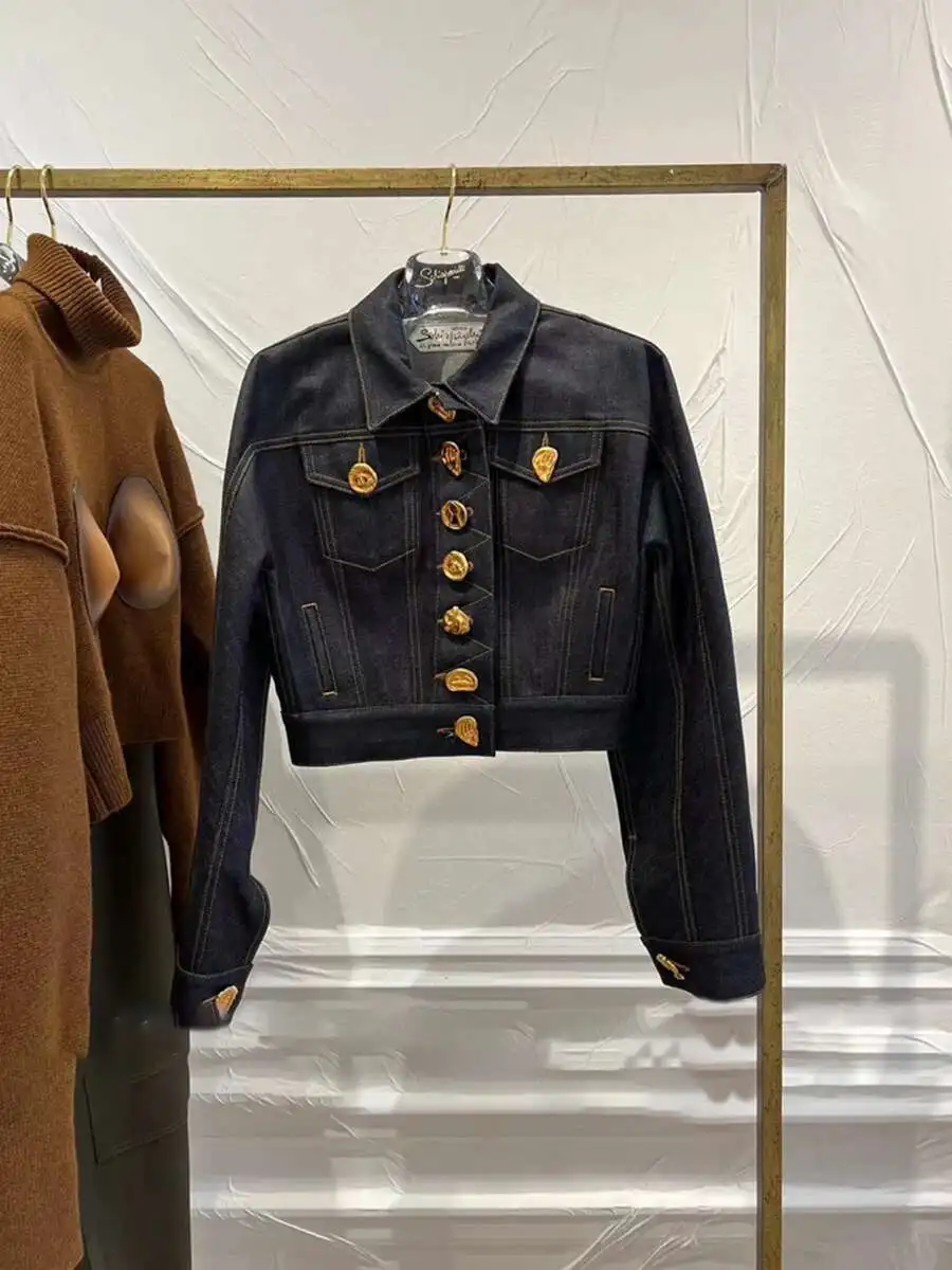 CiCi تقسم زر قطعتين مجموعات للنساء التلبيب كم طويل أعلى عالية الخصر المرقعة جيوب مجموعة بناطيل رجالي أزياء الإناث #3