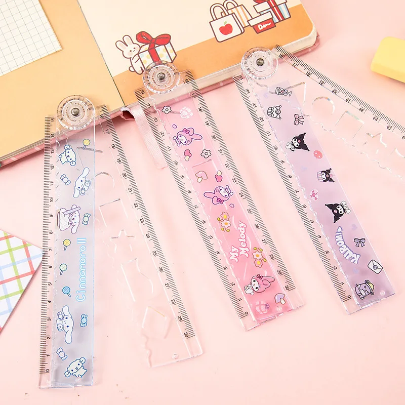 24 pcs/lot Sanrio Kuromi Melody Ruler Cute Folding Rulers Bookmark Drawing Tool Promotional Stationery Gift School Supplies