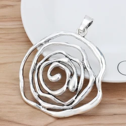 2 Pieces Tibetan Silver Large Open Spiral Swirl Vortex Charms Pendant for Necklace Jewellery Making Finding Accessories 74x72mm