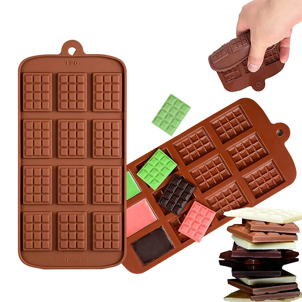 12 Gird Chocolate Silicone Molds Fondant Waffles Baking Mould Candy Cake Biscuit Making Tools Kitchen Baking Accessories