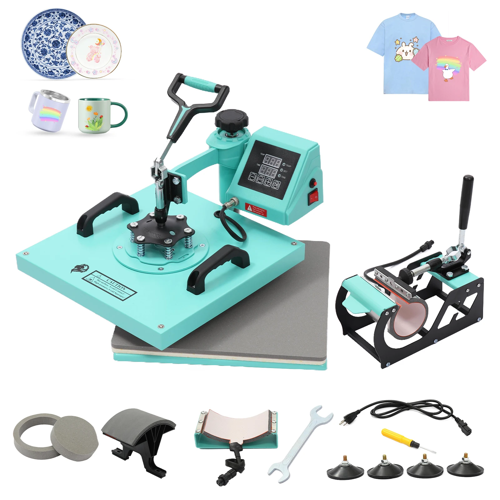 8 in 1 Heat Press Machine Sublimation Heat Press 360° Swing Away Digital Heat Transfer Multifunction Heat Transfer Sublimation C