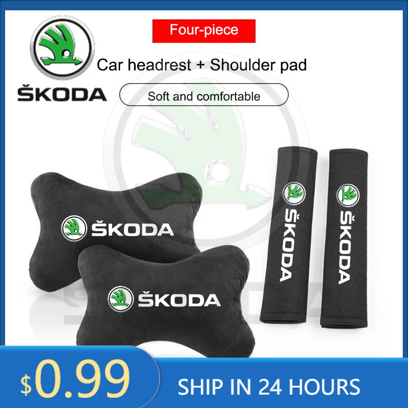 

Skoda Car Sticker 2Pcs Car Seat Headrest Auto Logo Neck Pillow For Skoda Octavia Fabia Rapid Kamiq Scala Kodiaq Superb VisionS Y