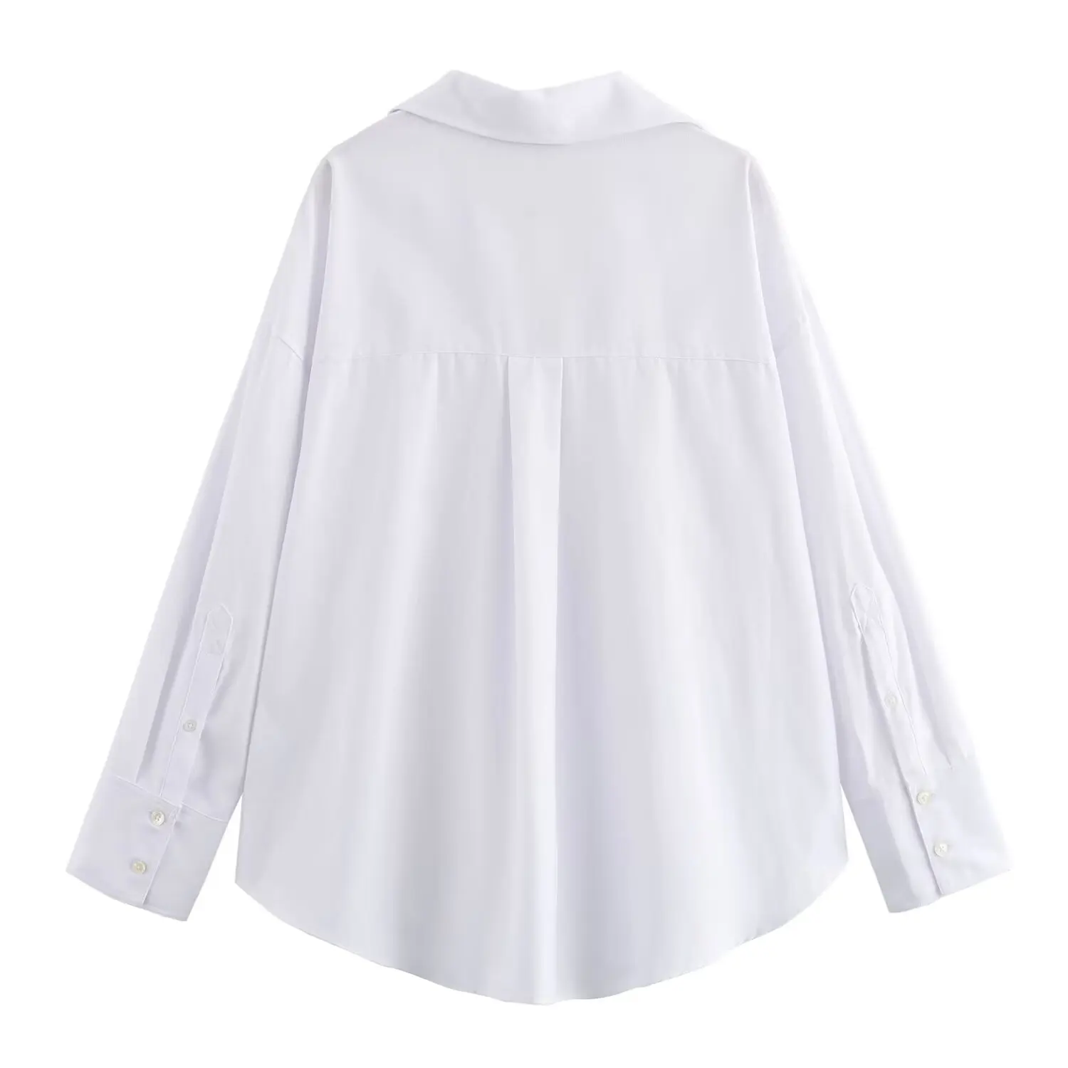 Tangada 2024 Women White Oxford Cotton Shirt Long Sleeve Female Oversized Blouse Tops 6X0324