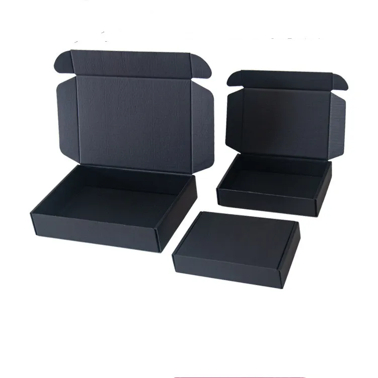 10pcs Black 3-layer Corrugated Box For Shipping Hard Transportation Logistics Packaging Folding Carton