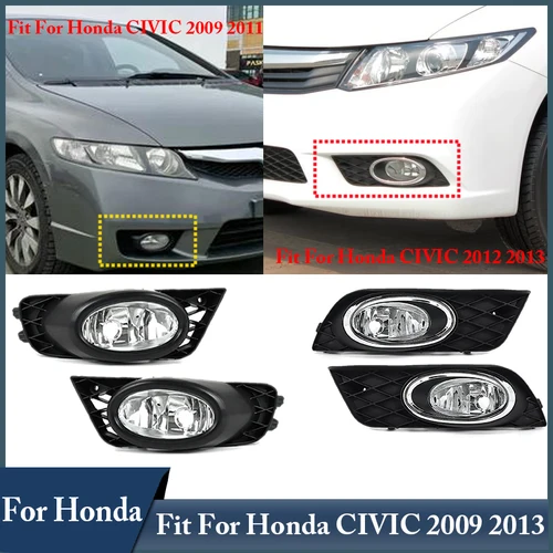 Accesorios para coche, conjunto de faros antiniebla, lámpara de señal compatible con Honda Civic Sedan 2009 2010 2011 2012 2013 3950-TR0-H11, 33950-SNA-H51