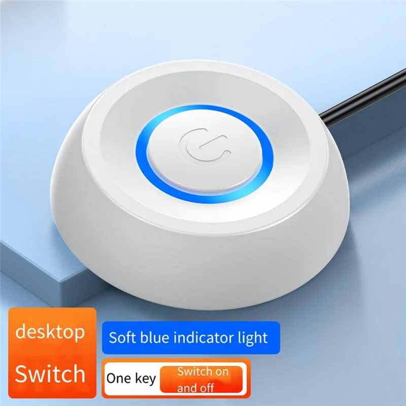 B03B-Computer Desktop Switch PC Motherboard Externer Start LED-Licht Power ON/OFF Runder Knopf 2M Verlängerungskabel Einfach zu bedienen Wh