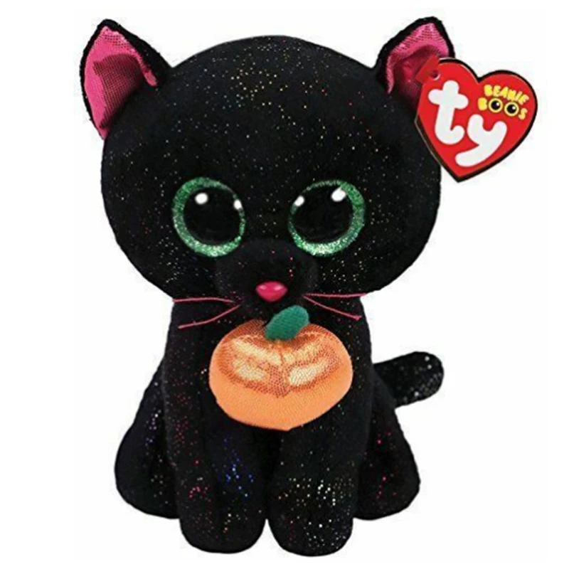 15cm Ty Beanie Big Eyes Stuffed Plush Toy Soft Cute Animal Doll Halloween Pumpkin Cat Potion Children Christmas New Year Gift