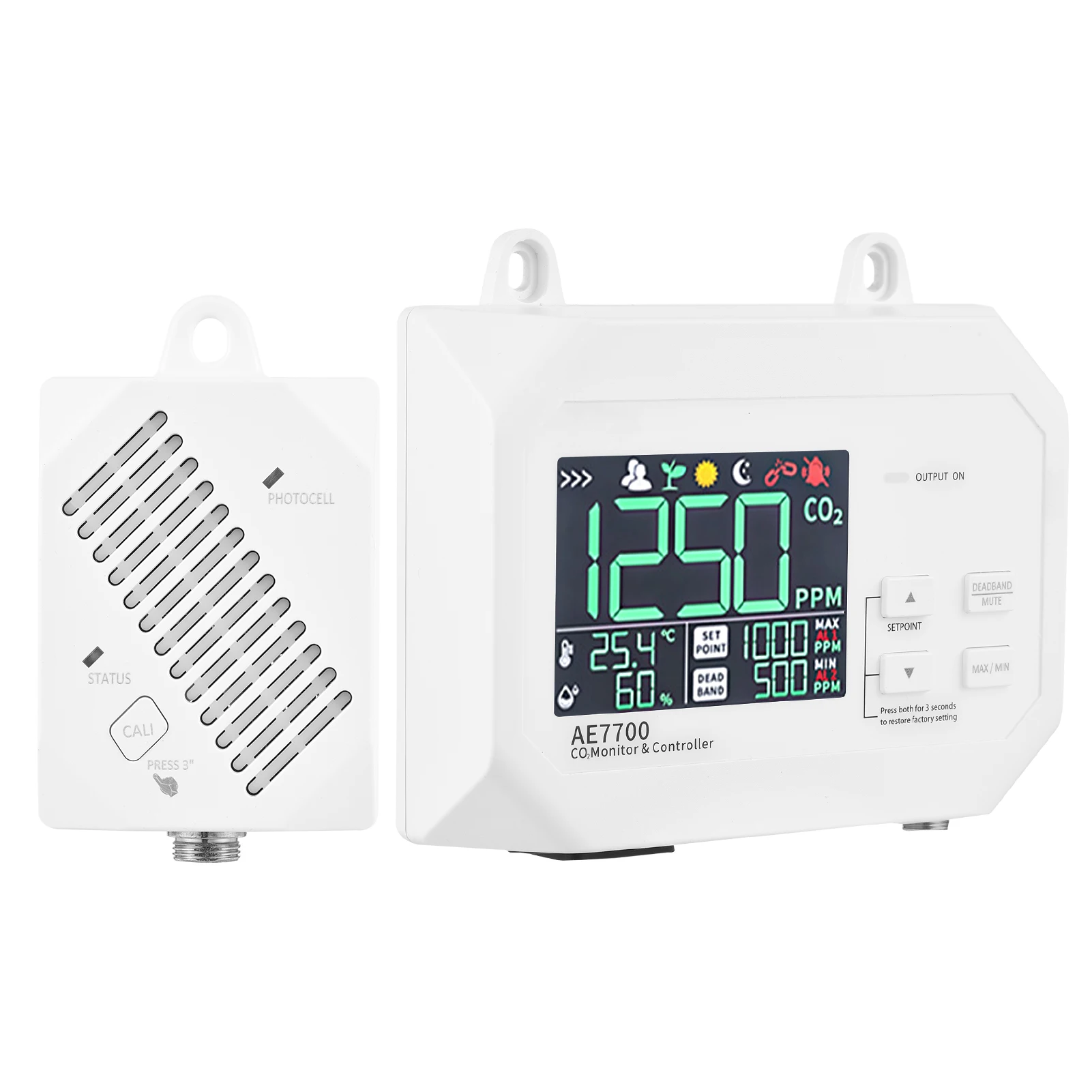 CO2 Monitor &Controller CO2 Concentration Tester Carbon Dioxide Air Quality Monitor Detection Controller for Greenhouse