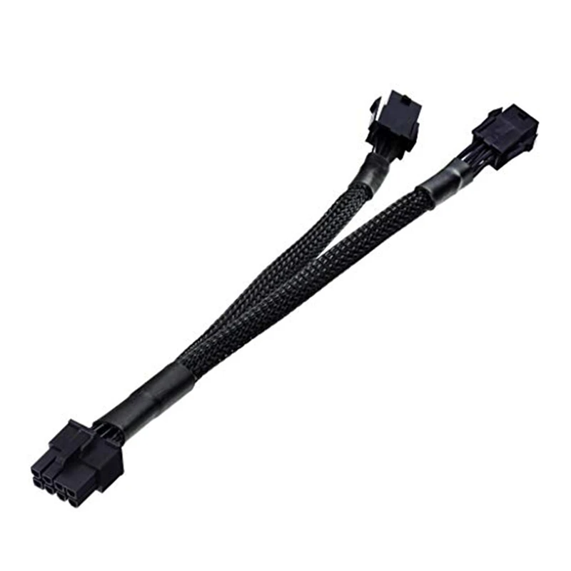 Y17A Dual 6 Pin Female To 8 Pin Male GPU Power Adapter Cable Braided Sleeved 20Cm Power Sleeved Cable