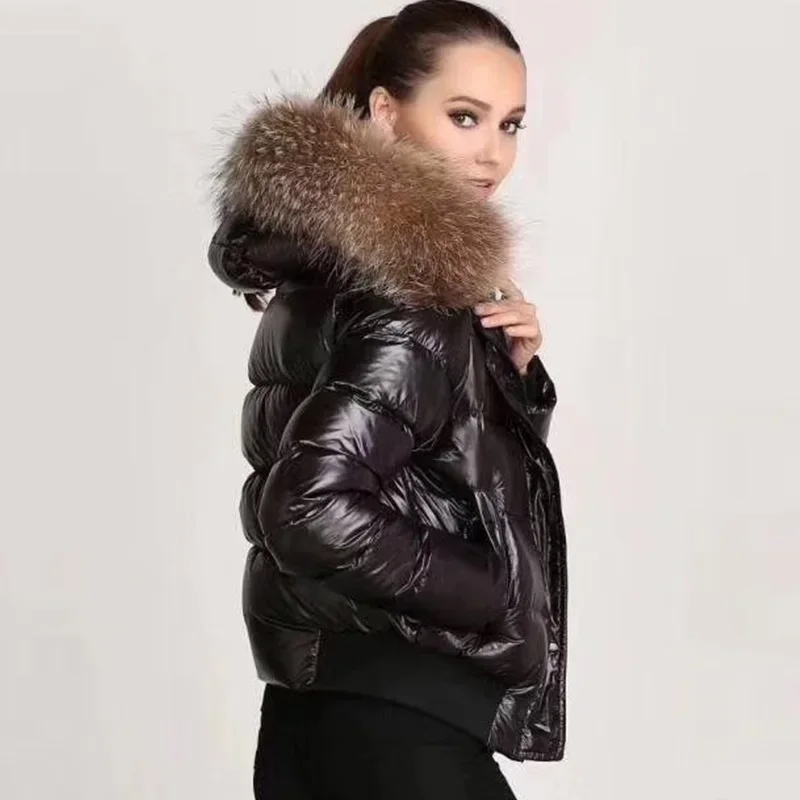 Parka en fourrure véritable imperméable pour femme, manteau court, veste femme, monochrome, noir, mode, chaud, élégant, hiver, 2024