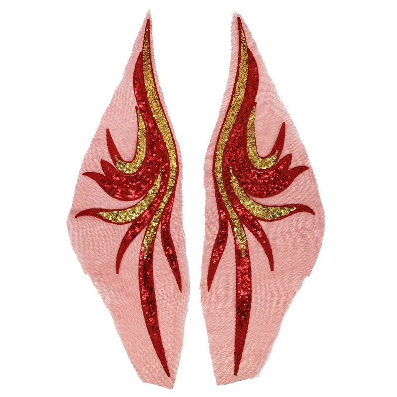 Two-tone small sequins, 50*14cm phoenix tail embroidery, Halloween DIY trim, assorted colors.