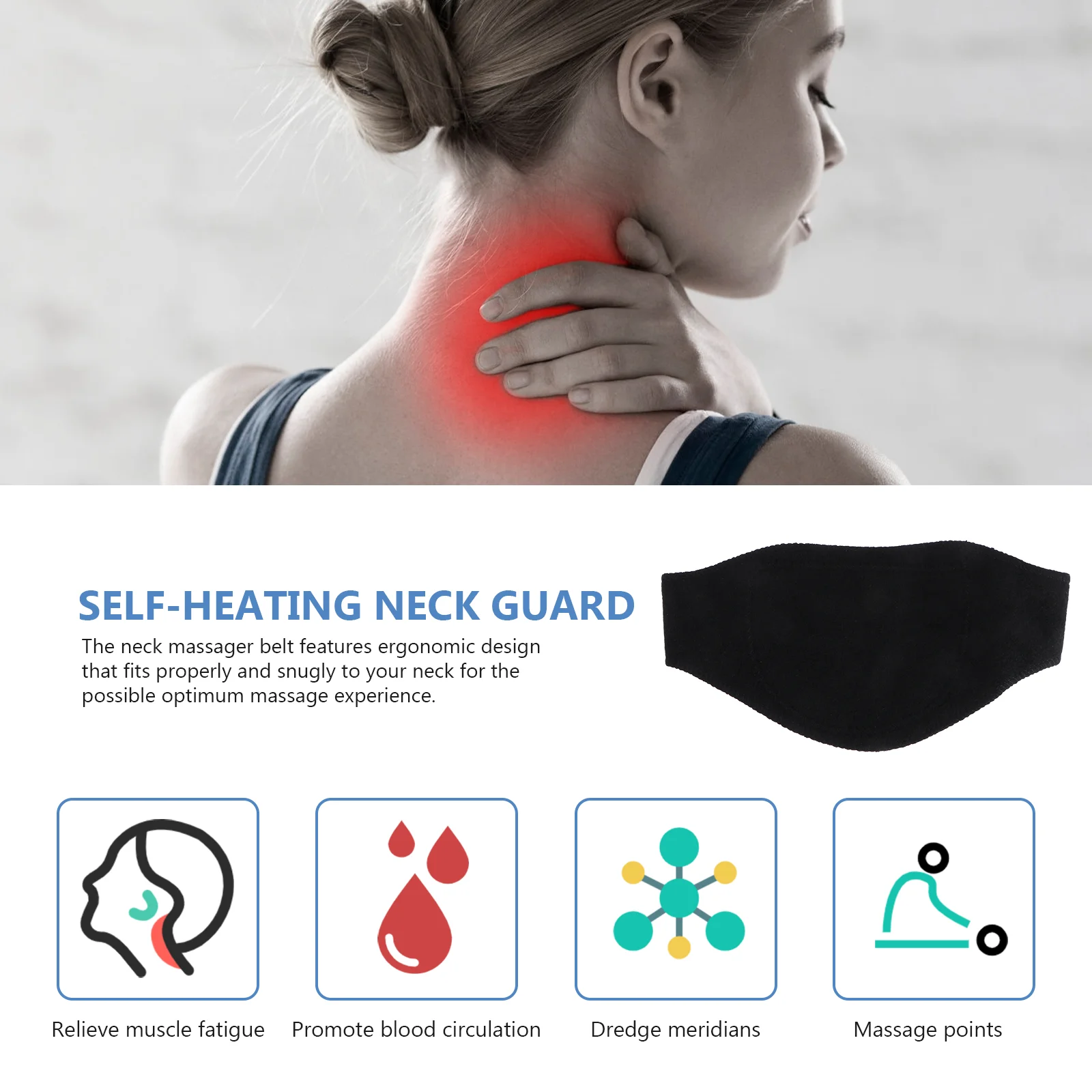 2 Pcs Neck Heating Pad for Pain Magnetic Health Care Brace Squeezer Strip