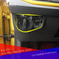 For VW Polo Plus MK6 2019-2024 Car Head Lamp Light Switch Headlight Adjustment Knob Panel Control Trim Frame