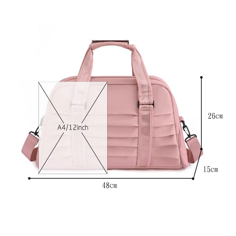 Travel Bag for Women Large Capacity Duffle Bag Yoga Fitness Pleated Waterproof Trip Beach Tote Bag Student Weekend Boston Bag