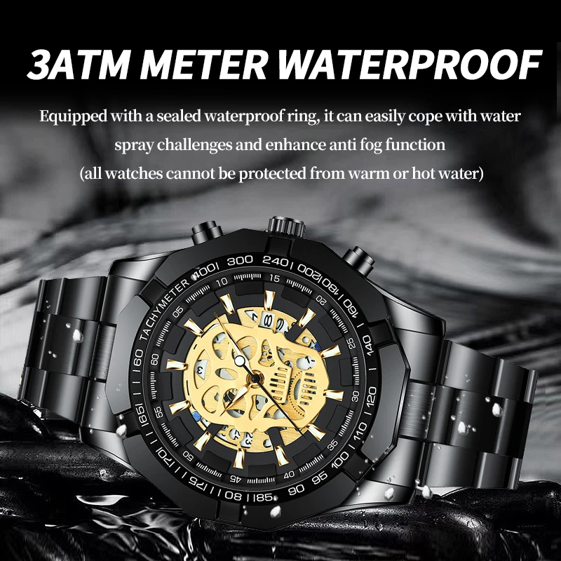 Binbond Mens Watches Top Brand Luxury Stainless Steel Waterproof Hollow Out Blue Big Male Wristwatches Relogio Masculino 2024