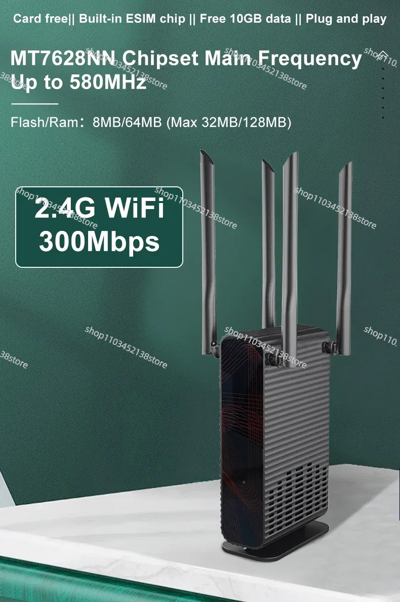 Universal use ESIM MT7628NN wireless router 2T2R MIMO 3G 4G LTE CAT4 wifi hot spot router