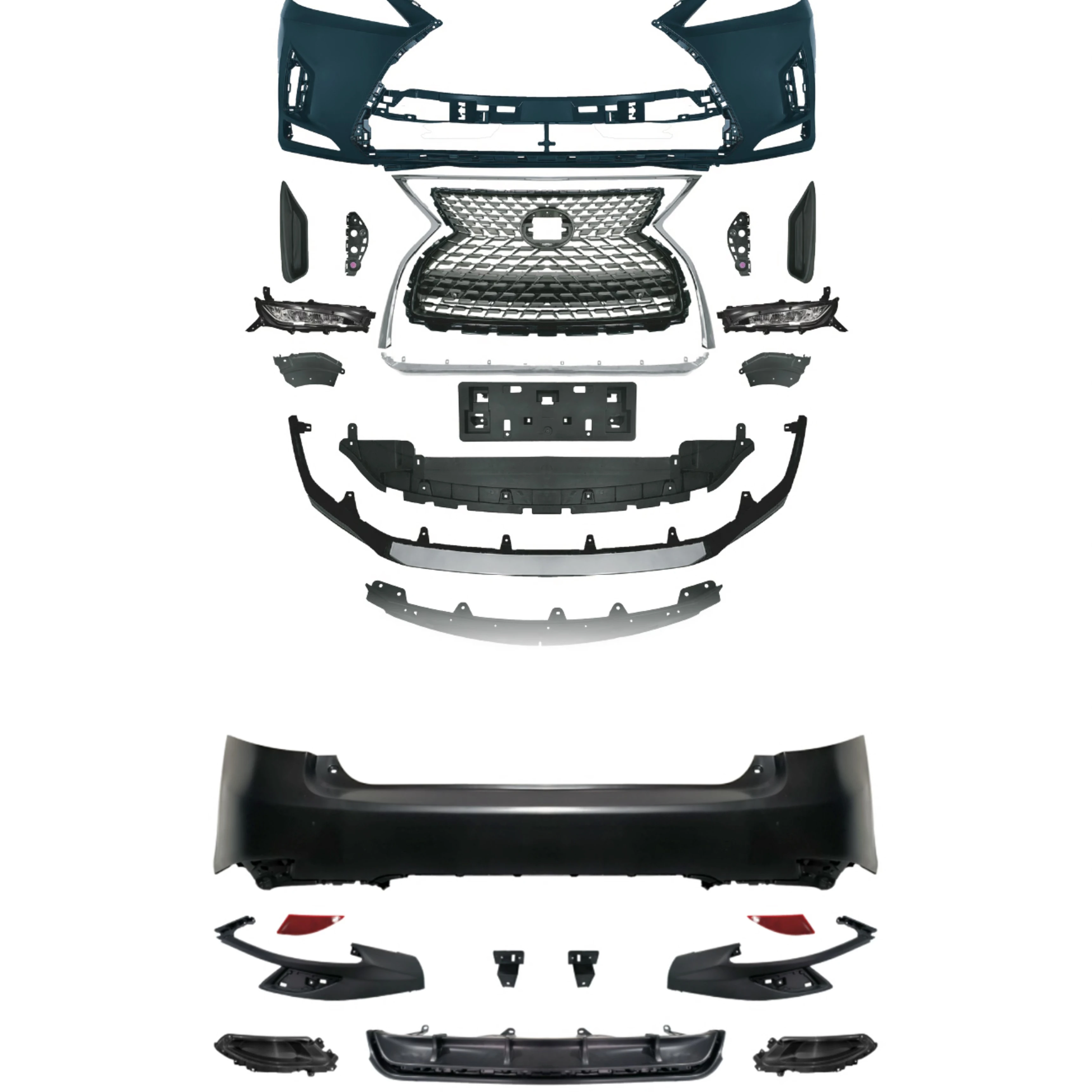 

High Quality Body Kits for 2009-2015 Lexus RX Upgrade 2019+ for Lexus RX Front Rear Bumper with Grill Car Bumpers Full Kits