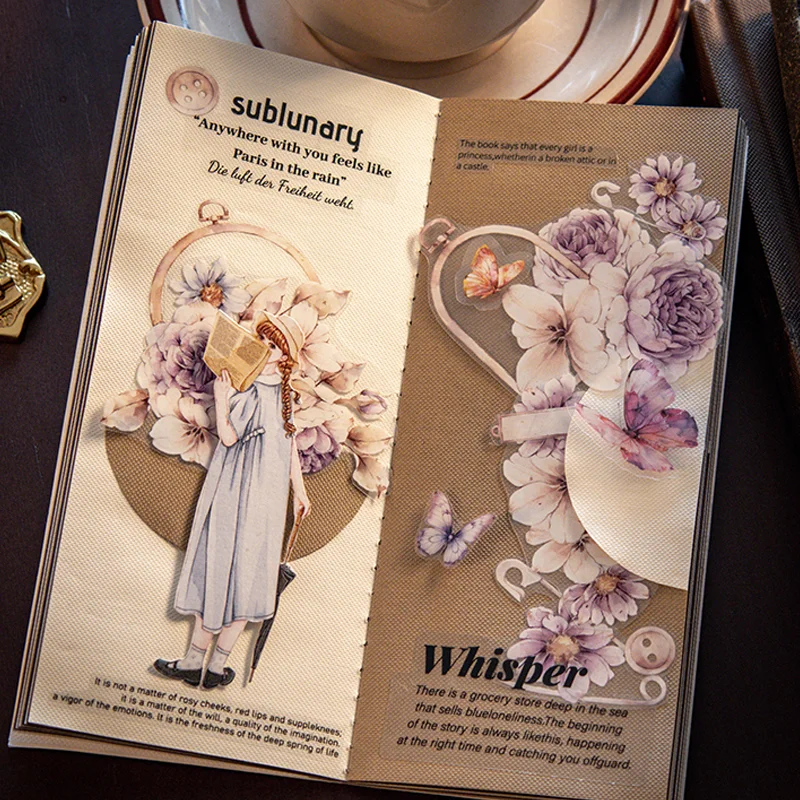 السيد بيبر، 60 ورقة/حقيبة "Paper Café" سلسلة من الكتب الورقية المزخرفة المتخصصة مخطط دفتر الورق العتيق