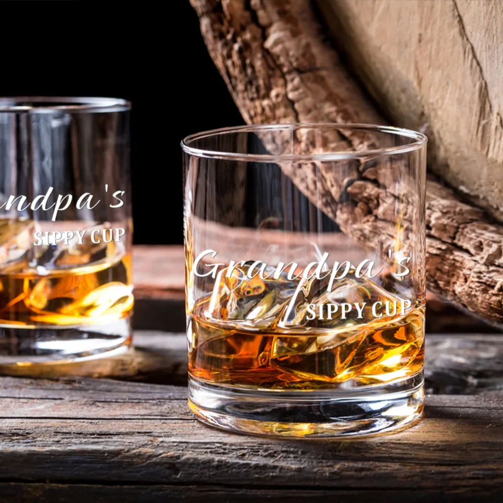 Grandpa's Sippy Cup Engraved Personalized Whiskey Rocks Glass Gift for Grandpa Grandad Whiskey Cup Custom Glass Grandfather Gift