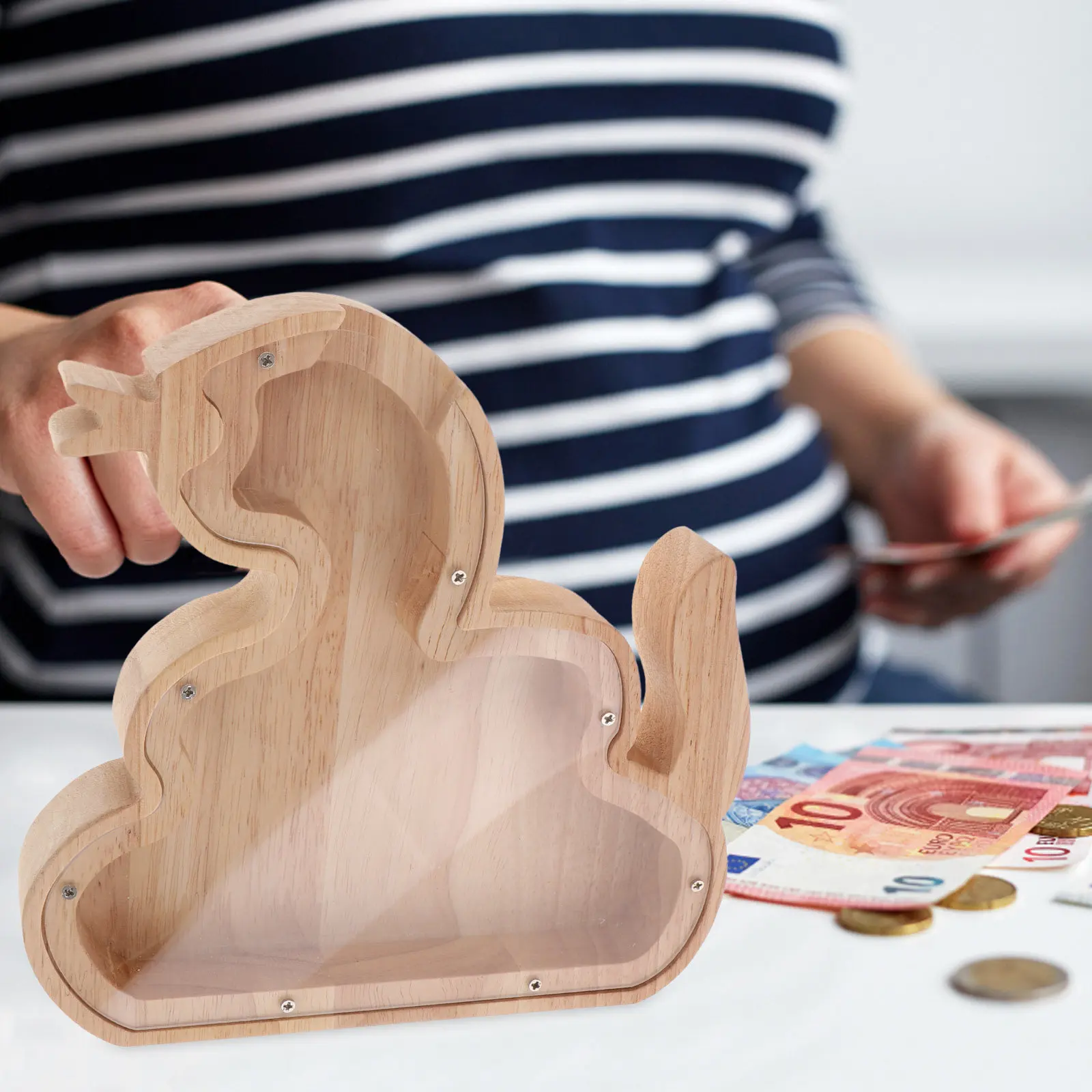 

Cute Wood Animal Design Piggy Bank for Children Boys Girls Coin Storage Safe Healthy Gift Wooden Piggy Banks for Kids