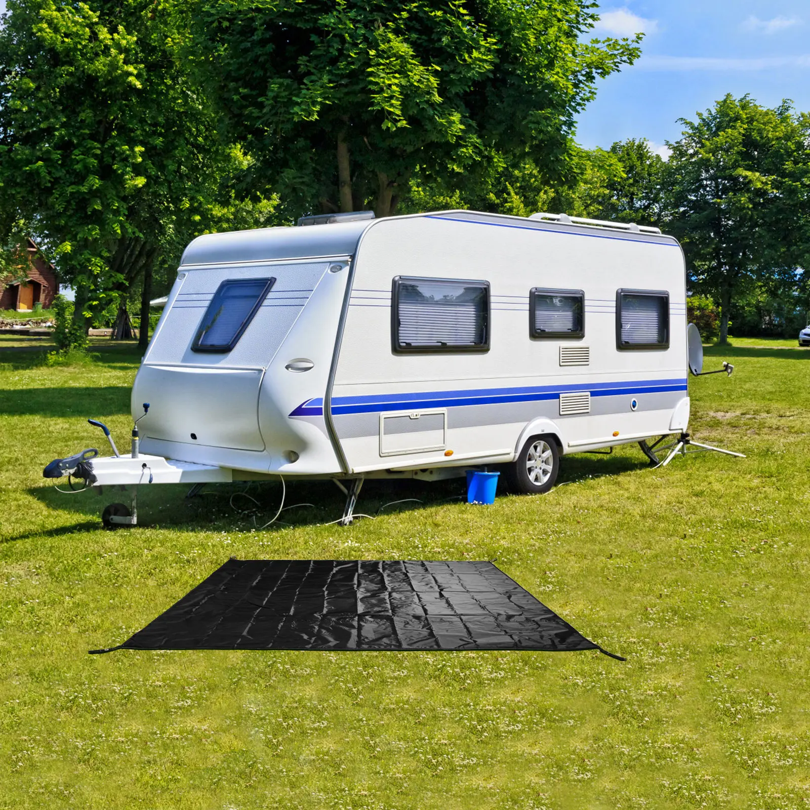 

Picnic Ground Cloth Waterproof Floor Mat Outdoor Black Oxford Camping Tent Tarp Travel