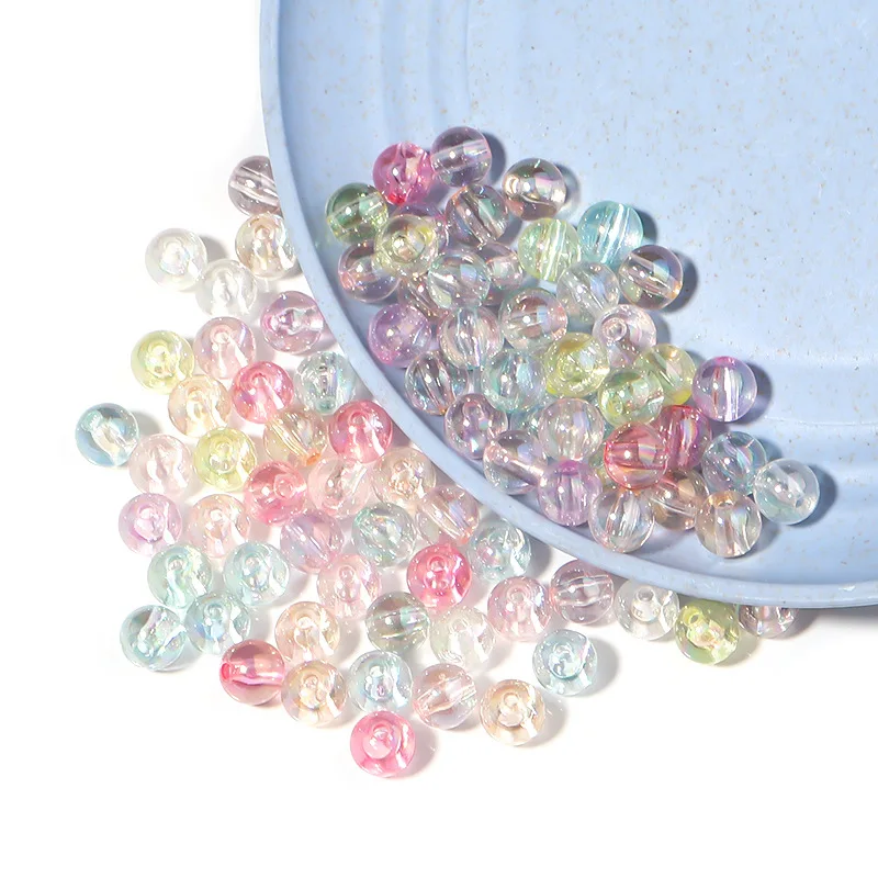 6/8/10mm 50pcs Acrylic Mixed Color Plated Round Beads Loose Spacer Beads DIY Jewelry Necklace Bracelet Accessories