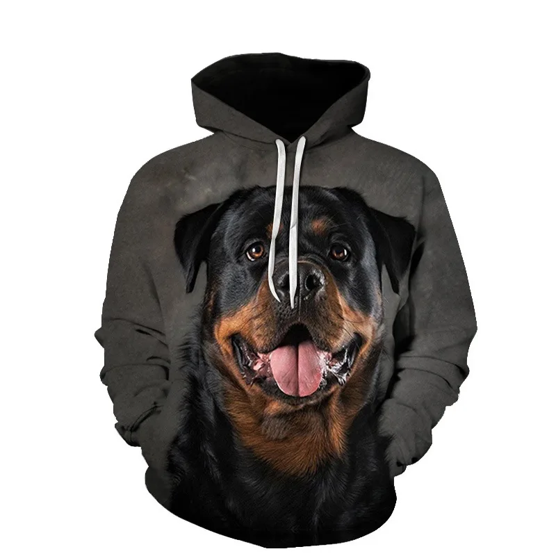 Funny Pet 3D Schnauzer Rottweiler Pomeranian Dog Graphic Hoodies Child Simple Comfortable Black Hoodie Spring Autumn Pullovers