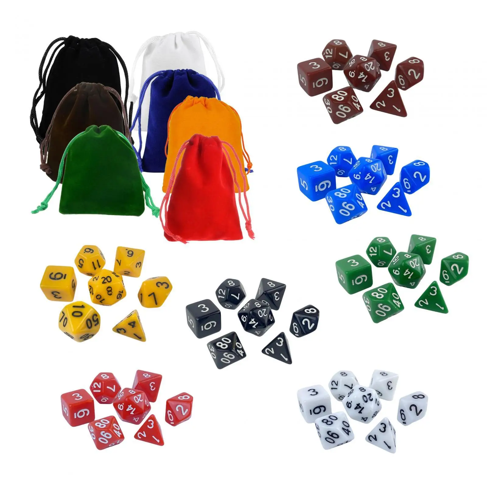 49pcs Polyhedral Acrylic Dice Set Multi Sided Dices for Role Playing Games Board Game Math Counting Toys Colorful Party Favors