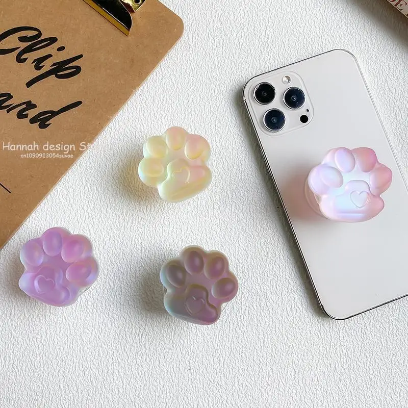 

Jelly Laser Glitter 3D Cat Paw Holder Smartphone Grip Tok Universal Smart Tok For iPhone Samsung Socket Folding Lazy Bracket