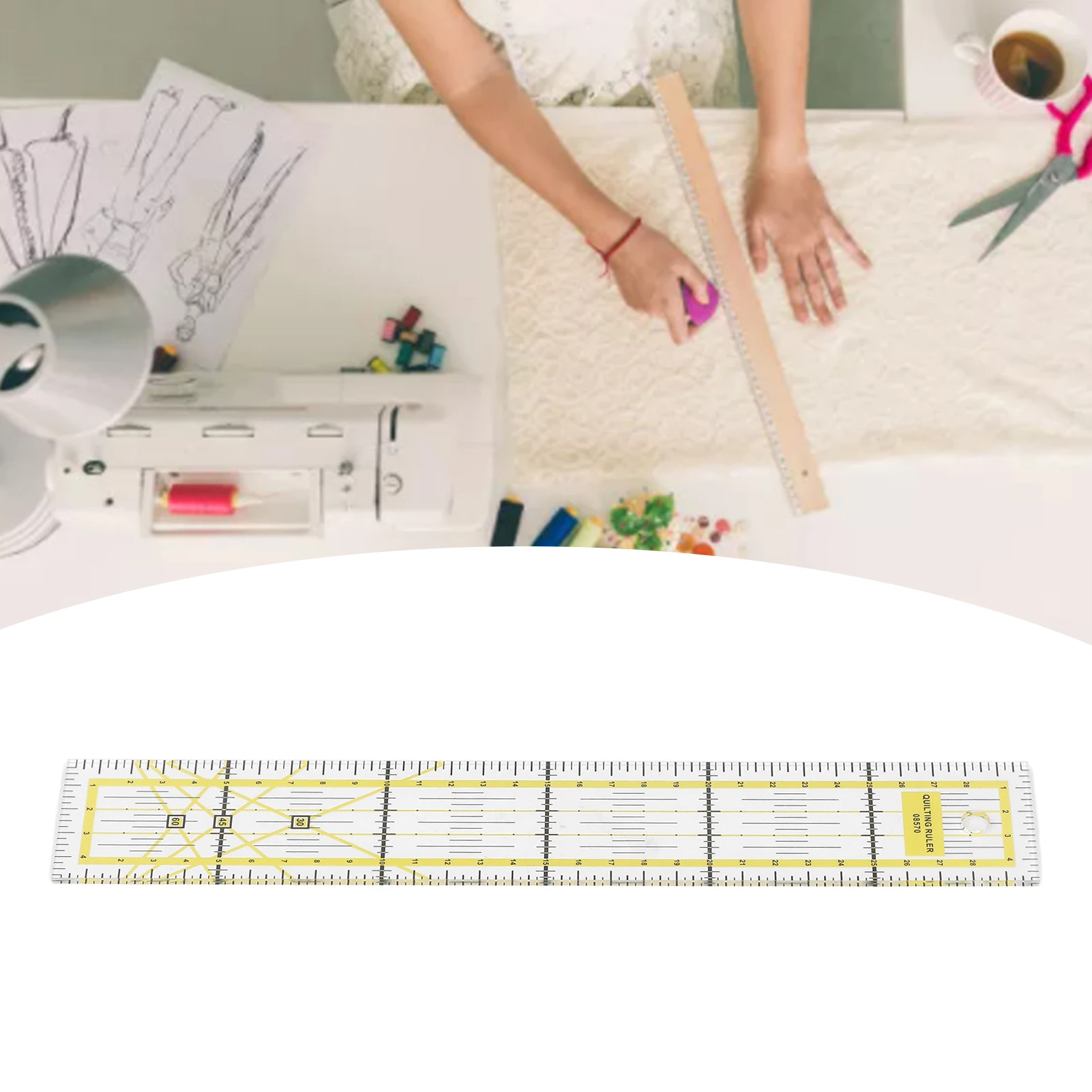 New Acrylic Quilting Ruler Yellow 5x30cm Patchwork Ruler Fabric Cutting Ruler Patchwork Sewing