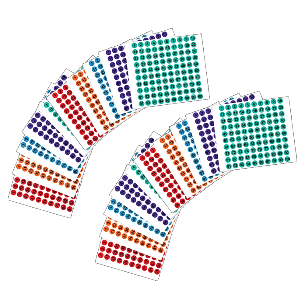 

50 Sheets Self Adhesive Colorful Number Stickers Round Labels 1-100 for Sorting Organizing Office School Inventory