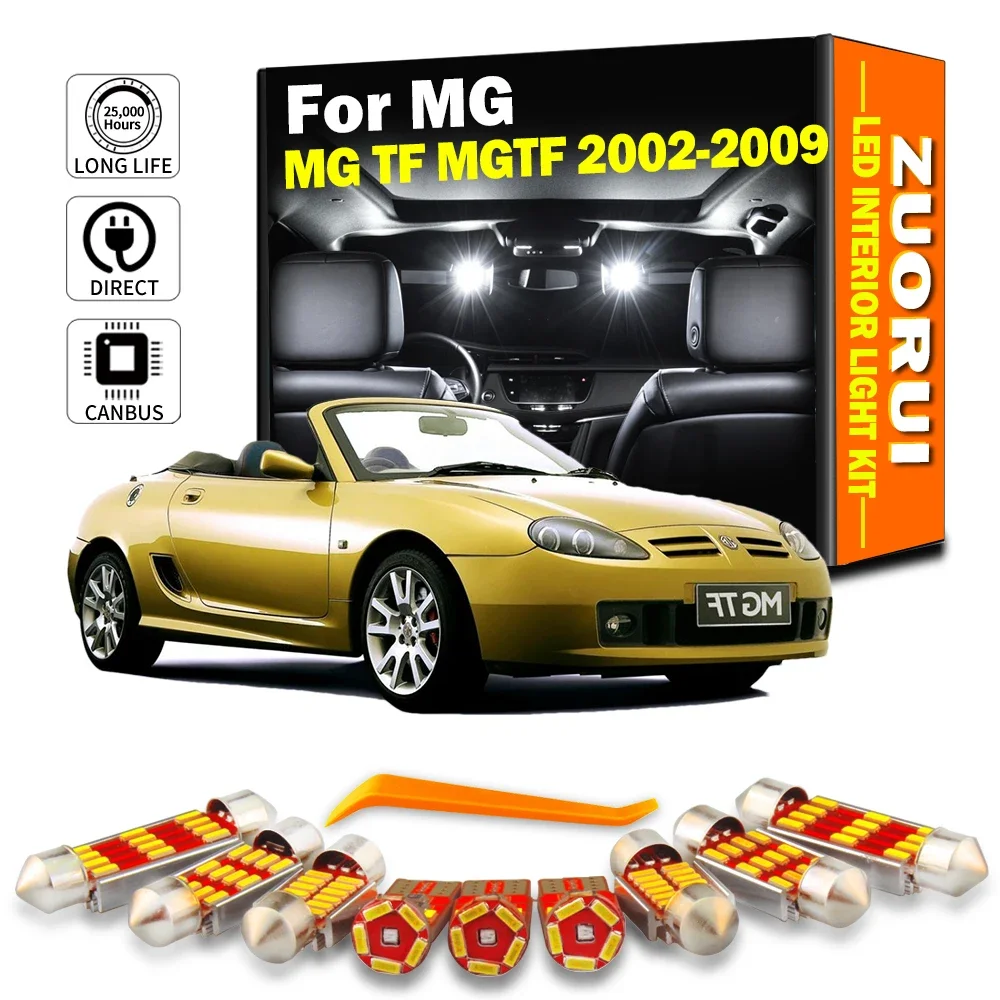 ZUORUI 9Pcs LED Interior Map Footwell Trunk Light Kit For MG TF MGTF 2002 2003 2004 2005 2006 2007 2008 2009 Car Indoor Bulbs