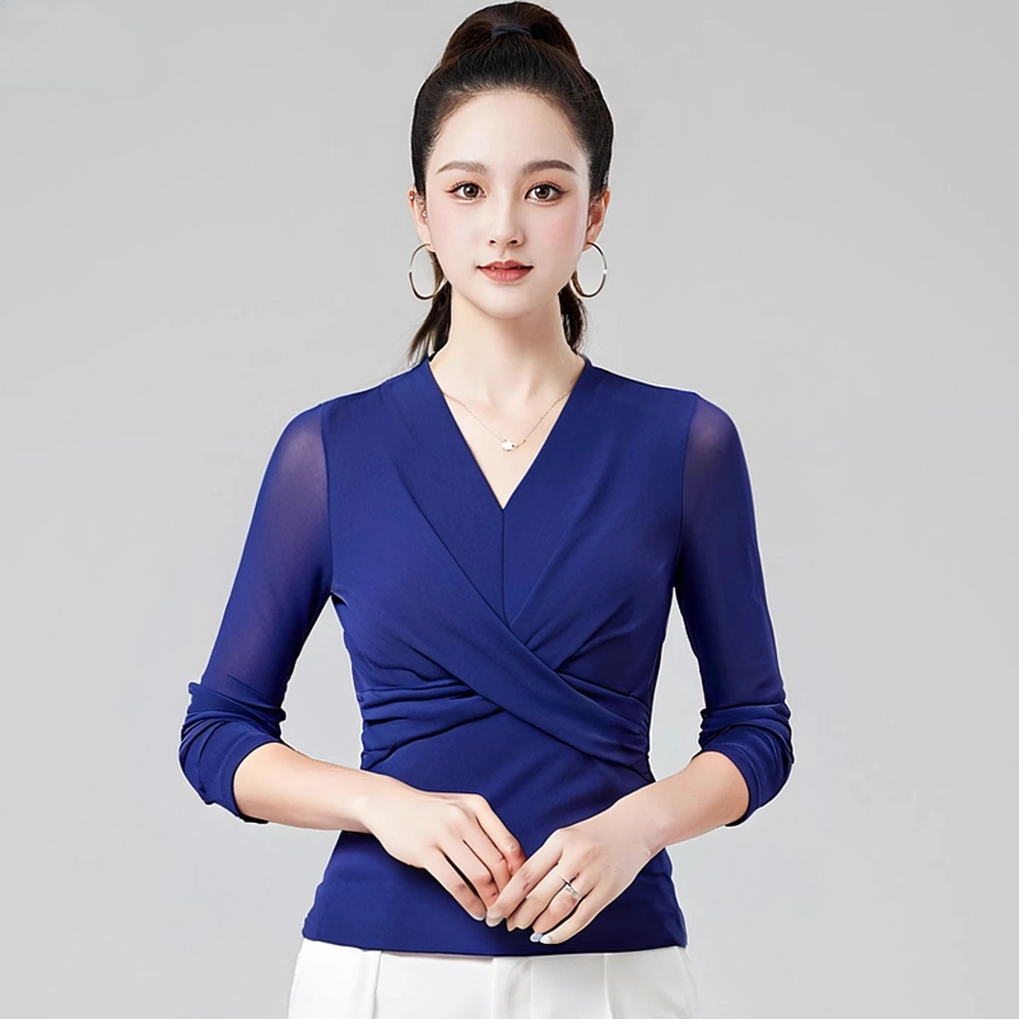 

Одежда для латинских танцев 2025, женский топ с длинными рукавами, новая плиссированная одежда для бальных танцев для взрослых, национальный стандарт, танцевальная одежда