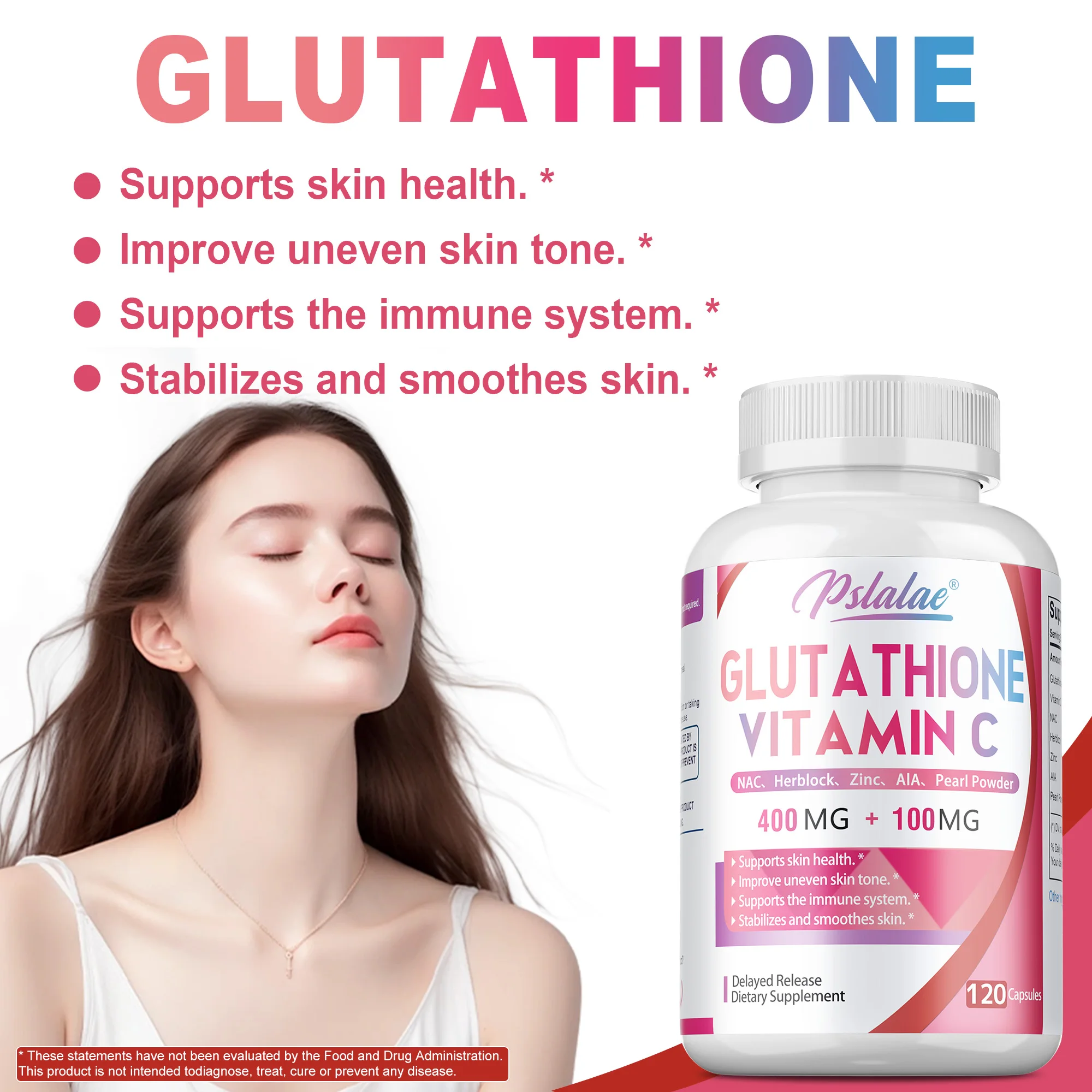 

Glutathione & Vitamin C Supplement - Promotes Collagen Production, Antioxidant, Improve Dull Skin Tone, Smooth and Firm Skin