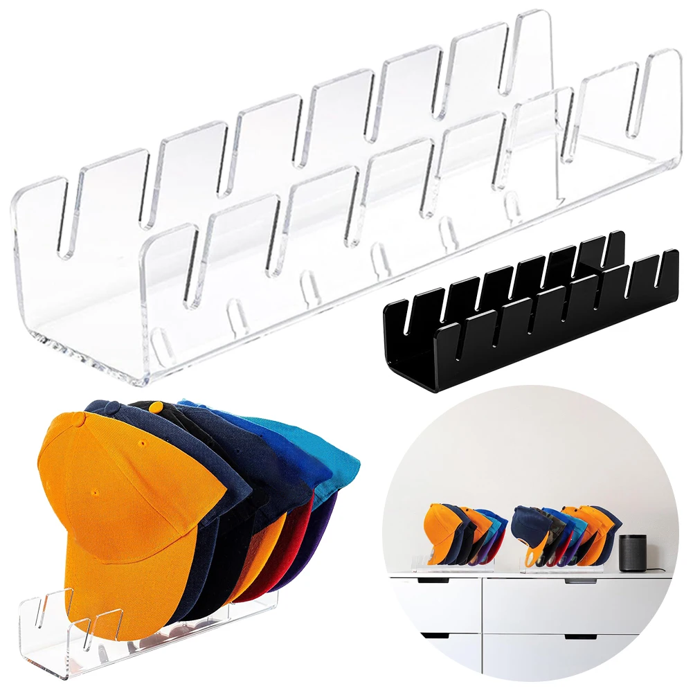 Hat Stand for Baseball Caps Acrylic Hat Rack for 7 Baseball Caps Hat Storage Display Holder for Bedroom Closet Dresser