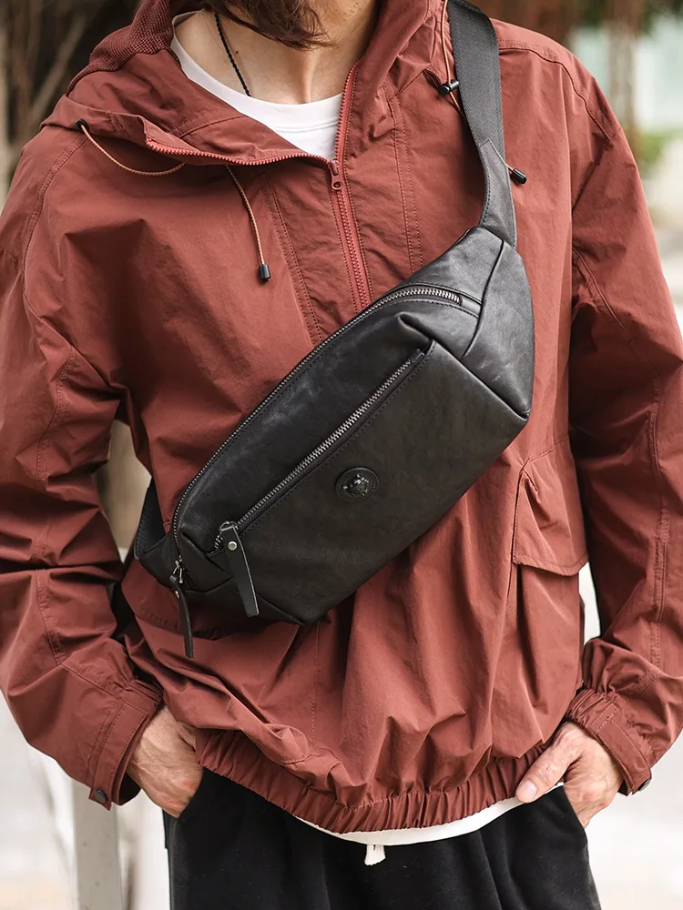 

SENOFAN 2025 Chest Bag Brief Shoulder Messenger Crossbody Bags for Men Design Real Cowhide Sling Waist Fanny Packs Bags Male