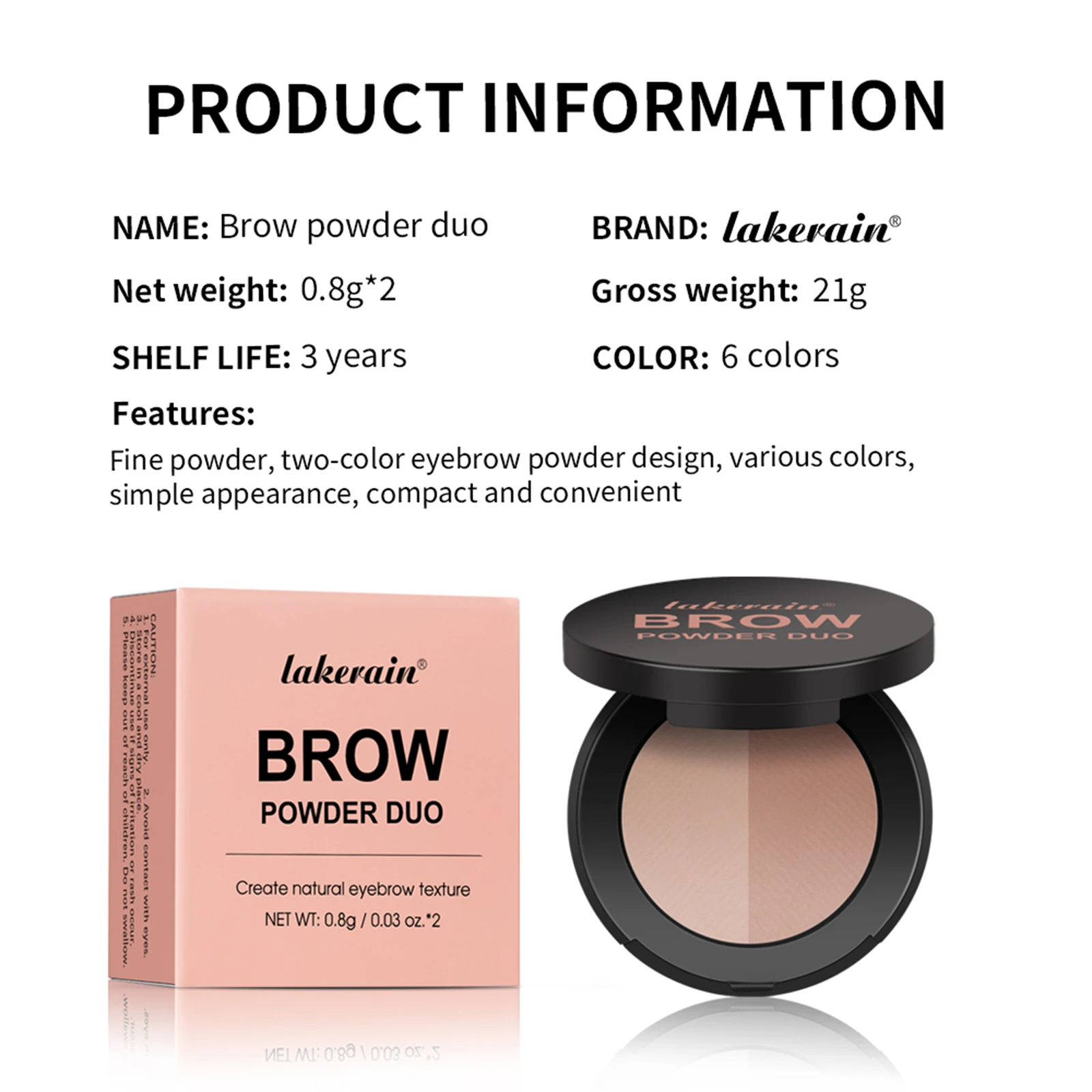 6 色多機能眉パウダーデュオ高彩度適用しやすい自然な演色 2 色の眉パウダーシャドウ