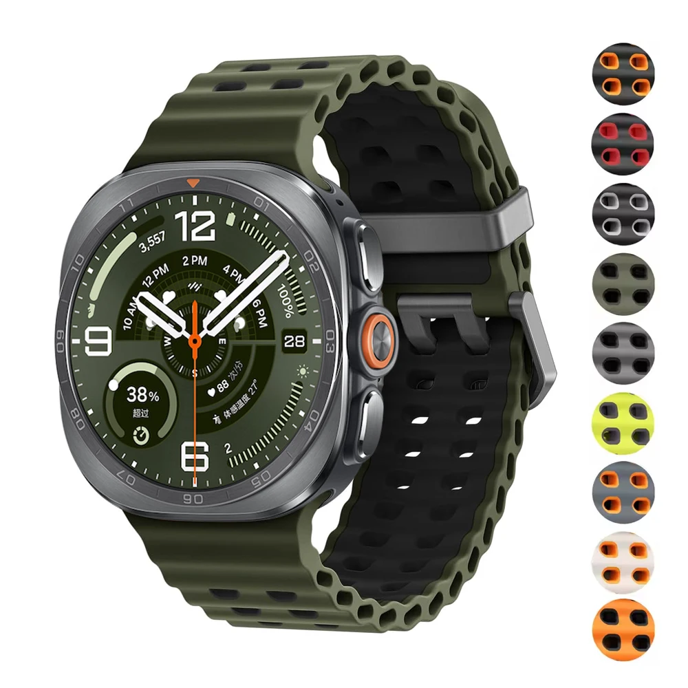 Marine Band For Samsung Galaxy Watch Ultra2/Ultra(2025) Breathable Silicone Sport Bracelet Correa Galaxy Watch Ultra 47mm Strap