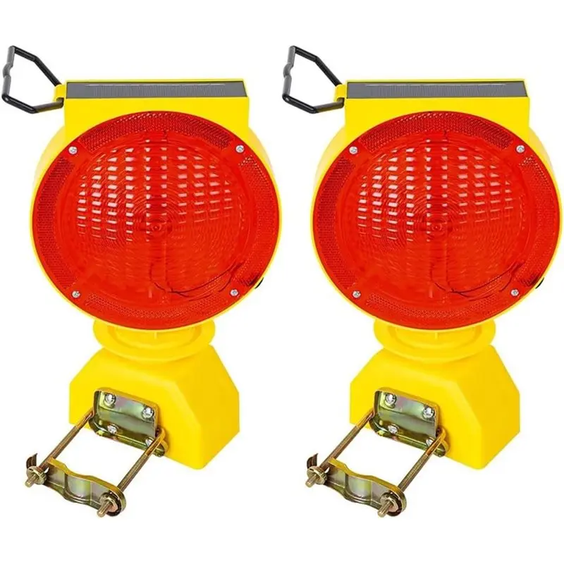 

【FITTING】Solar Rechargeable Warning Lights Waterproof Amber LED Safety Lights Construction Lights